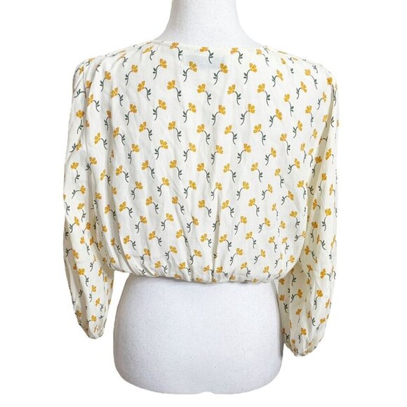 Faithfull The Brand Floral Cropped Top in Cream Size S - Picture 3 of 7